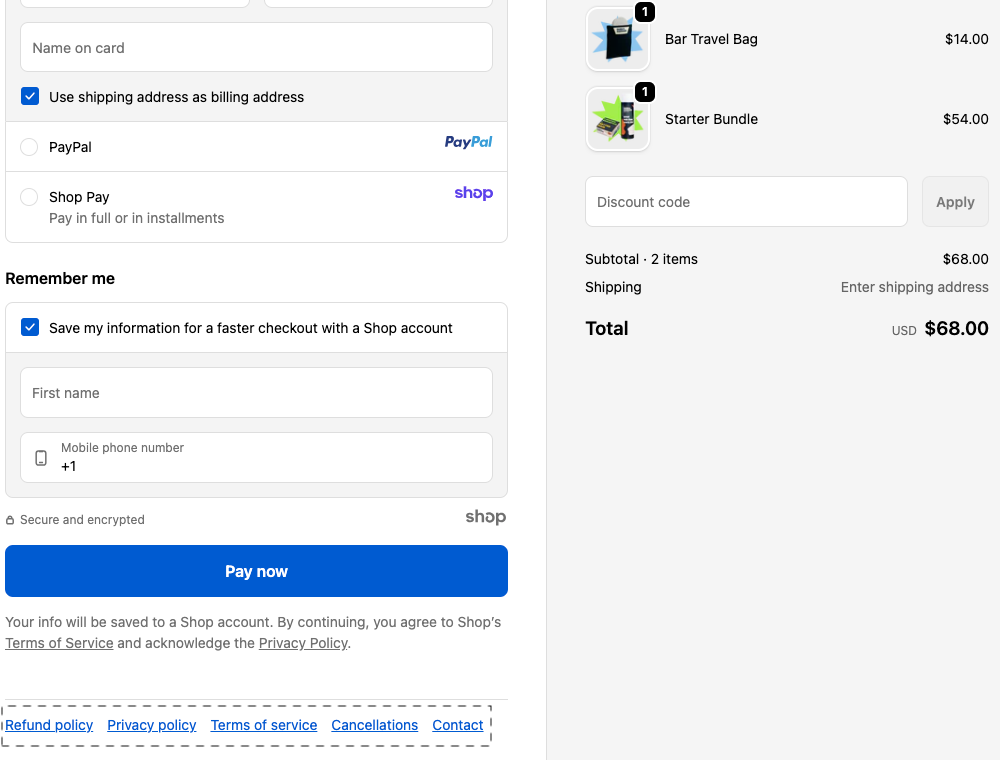 Modern Mammals checkout page